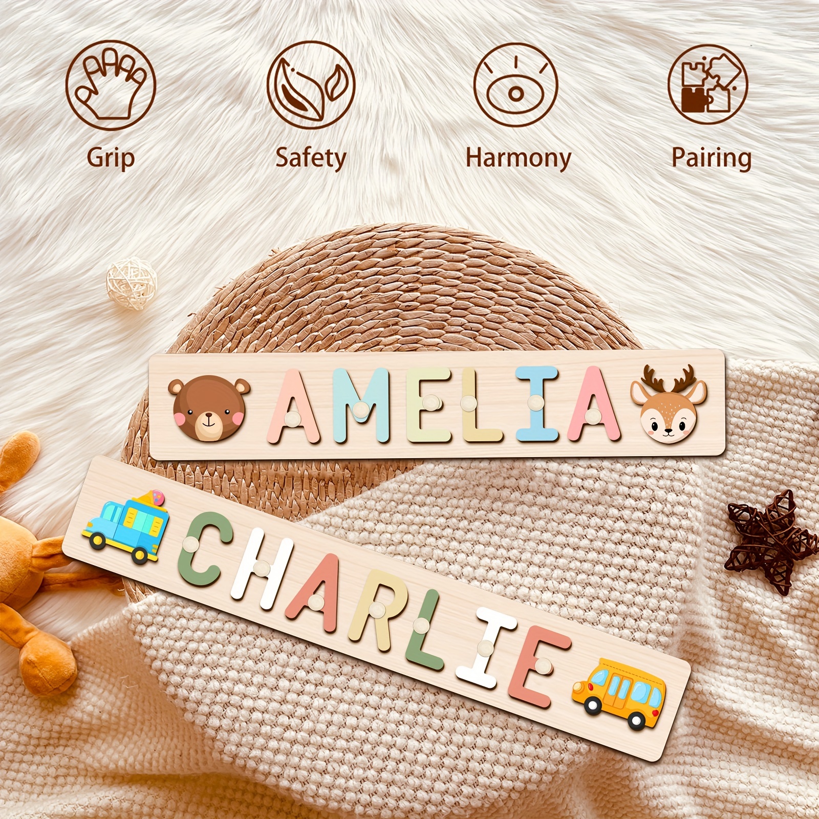 Personalized Wooden Name Puzzle, Educational Toy for Kids