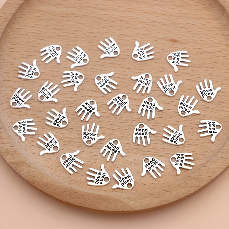 30pcs Silvery Handmade Charms Hand Pendants For Jewelry Making Handmade Necklace Earrings Key Chain Additions