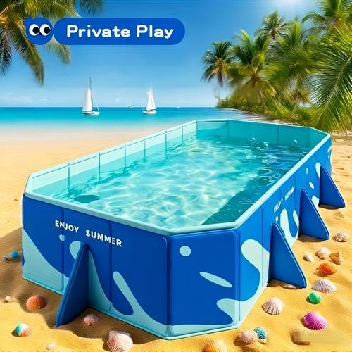 sofortspielbarer faltbarer rechteckiger pvc-pool – kein aufblasen nötig! verstärkt, kratz- verschleißfest für wasserparadies im garten oder auf dem balkon