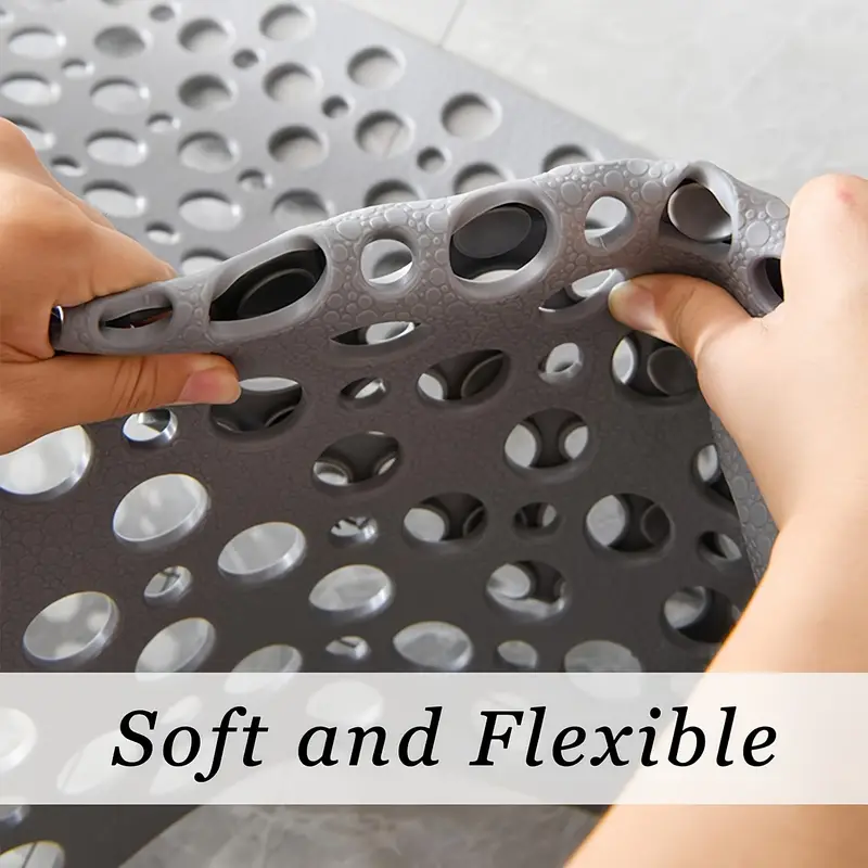 large non slip shower mat round hole design with drainage holes and strong suction cups for grip machine washable bathroom tpe safety pad suitable for showers hotel bathrooms toilets bathtubs Product details 7
