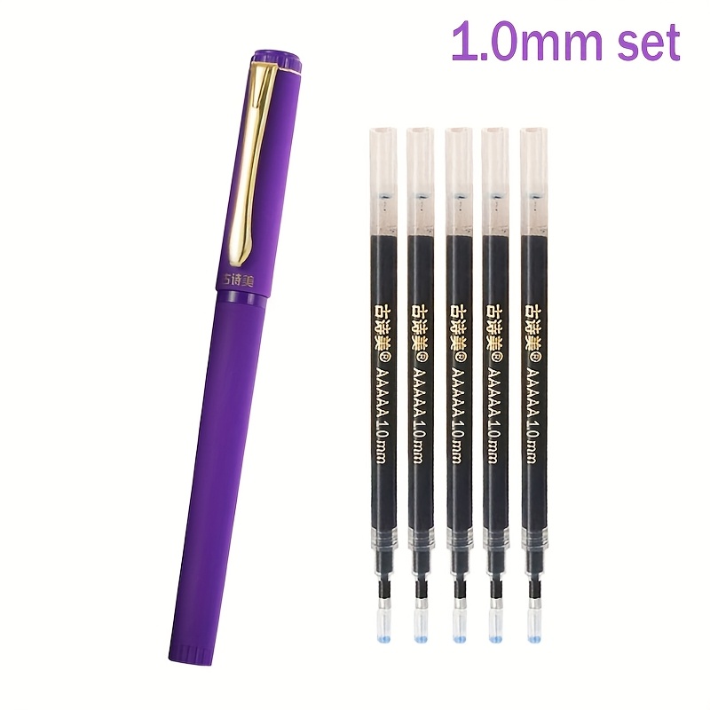 Purple Business Signature Gel Pens, Purple 1.0/0.7mm, With A Large Capacity Steel Purple Core, Horizontal Grip For Smooth And Continuous Ink Writing