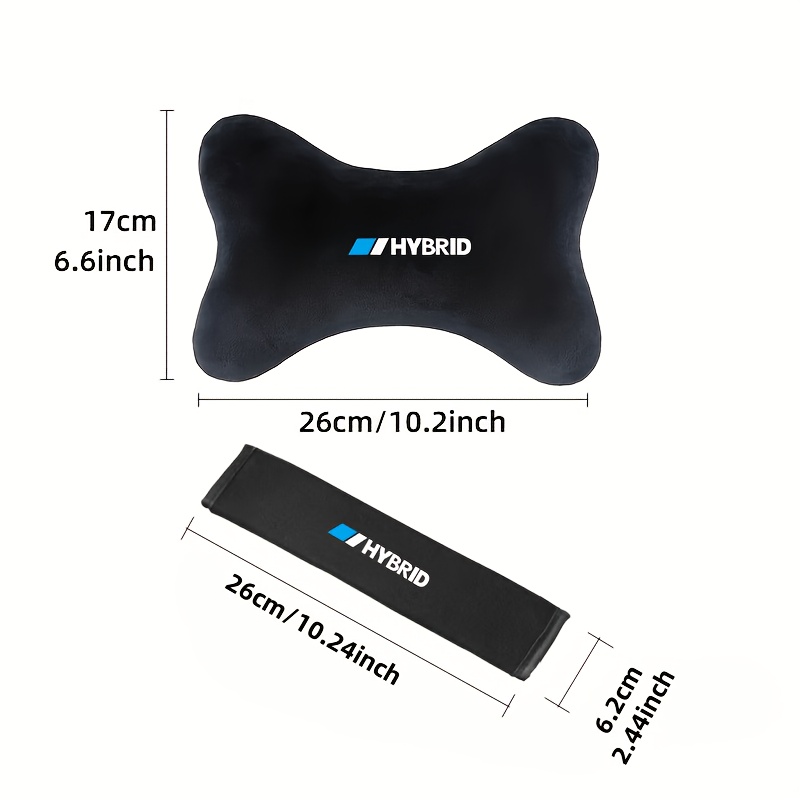 TEMU 2pcs Car Seat Interior Combination, 1pc Seat Headrest And 1pc Safety Belt Shoulder Protector, Soft Plush Headrest With Neck Support, Breathable