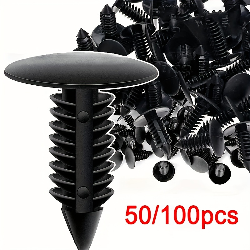 

50/100pcs 8mm Black Plastic Rivet Fasteners For Gm, For Ford, For Chrysler - Abs Car Bumper Clips & Fender Pins For Vehicle