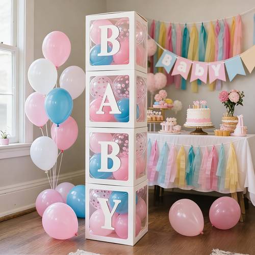 1 set of white balloon boxes 4pcs white letter white balloon boxes suitable for decorating birthday gender revealing wedding and proposal scenes