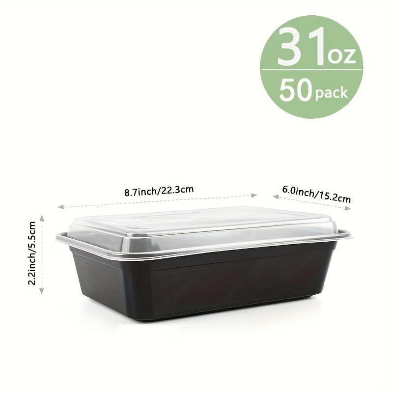 TEMU 50pcs 31oz Bpa-free Meal Prep Containers With Lids - Portable, Stackable Lunch Boxes For School & Office - Microwave, Dishwasher Safe - Christmas, Halloween, Hanukkah