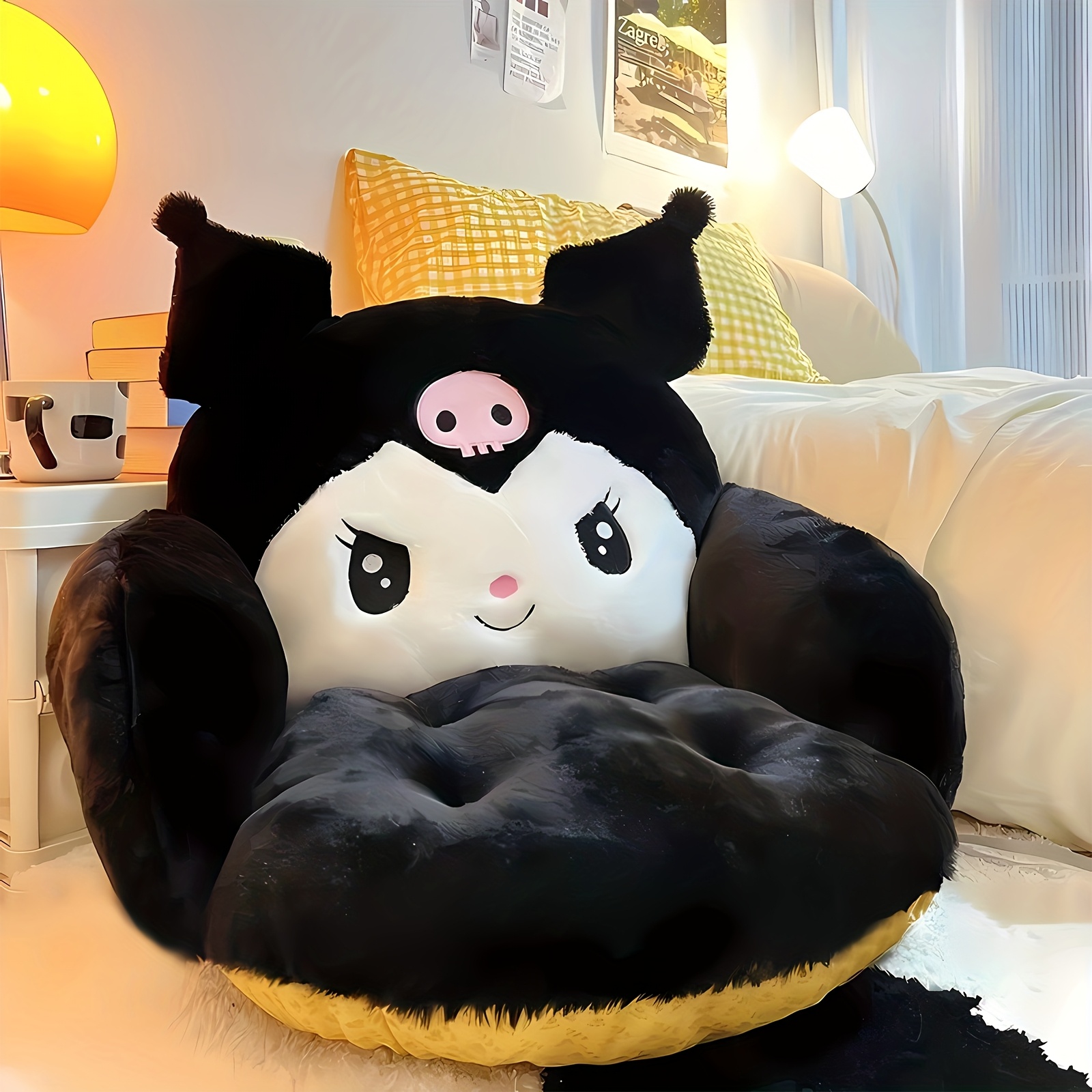 TEMU Kawaii Cushion Chair, Comfy Cartoon Plush Seat Cushion, Floor Pillow Floor Cushions, Cute Office Chair Cushion Room Decor For Woman