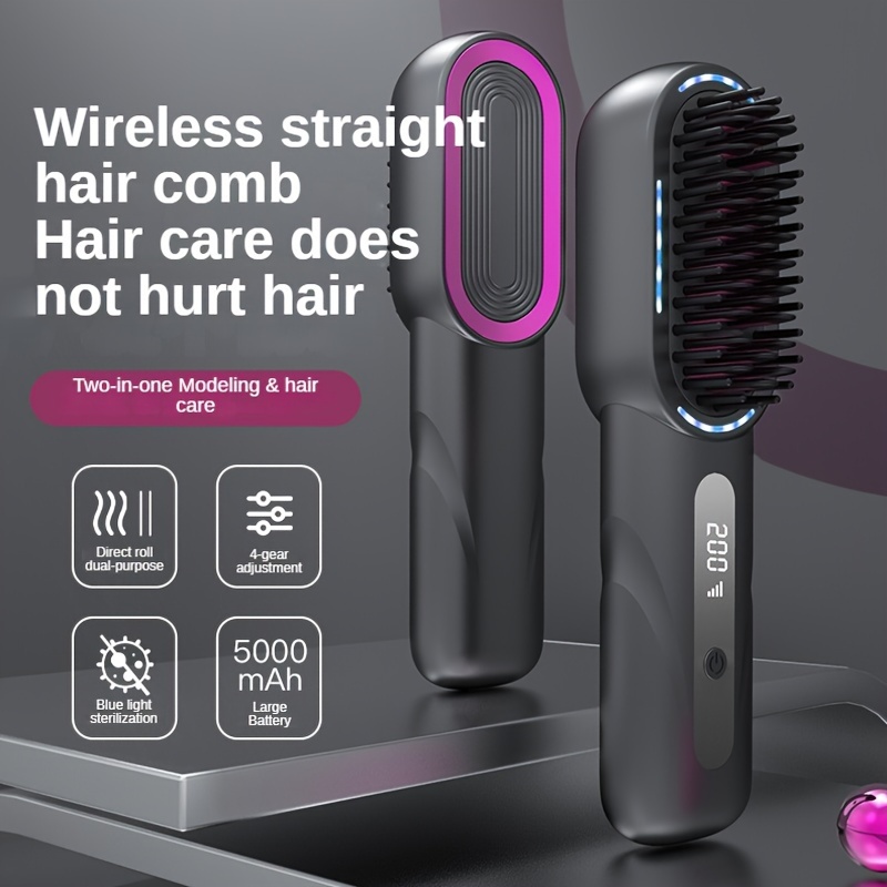 

Cordless Straight Hair Comb With Negative Ion Electric Straight Hair Comb, 30-second Rapid Heating, Usb Charging, Portable Straight Hair Brush