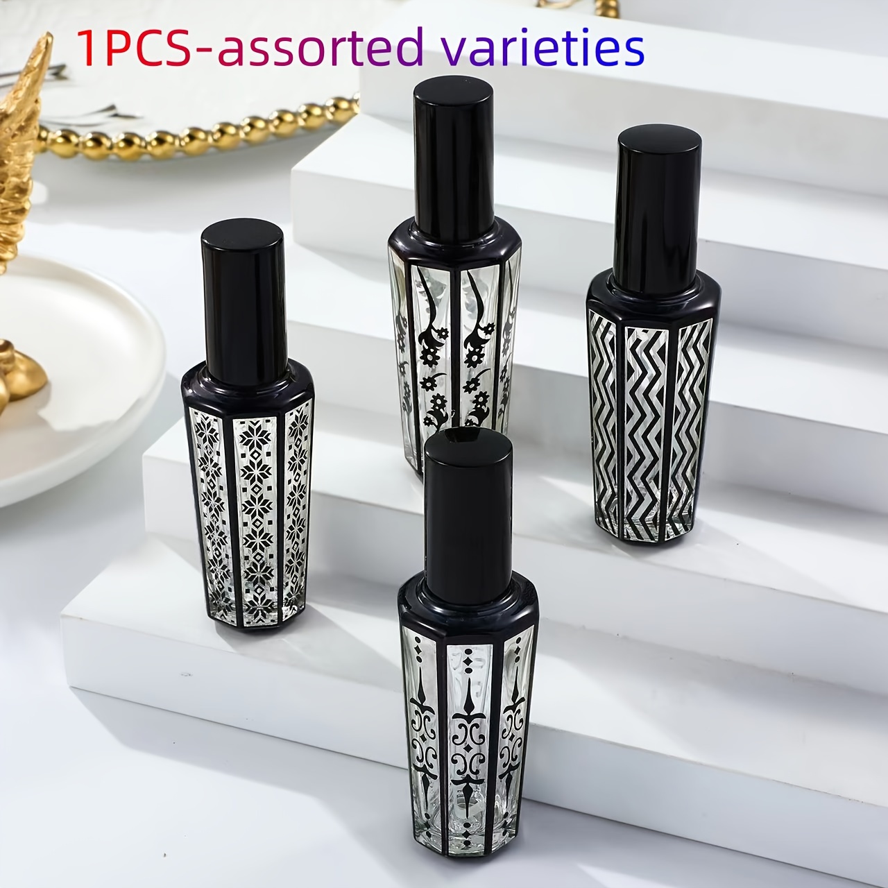 TEMU Frasco de perfume de 15 ml dorado y plateado con de cristal , frasco de de perfume en , frasco de hidratante de , frasco de perfume vacío