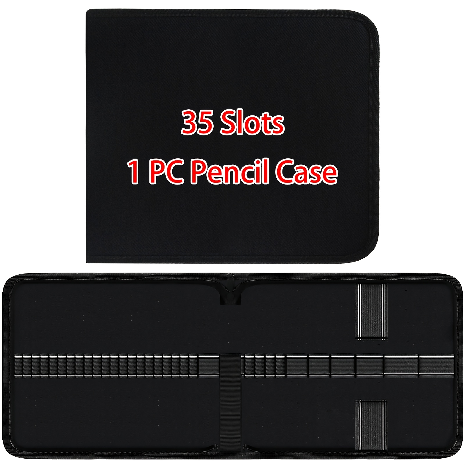 TEMU 1pc 35-slot Pencil Case,foldable Zipper Combination,large Capacity,storage For Colored Pencils/sketch Pencils,erasers & Other Art