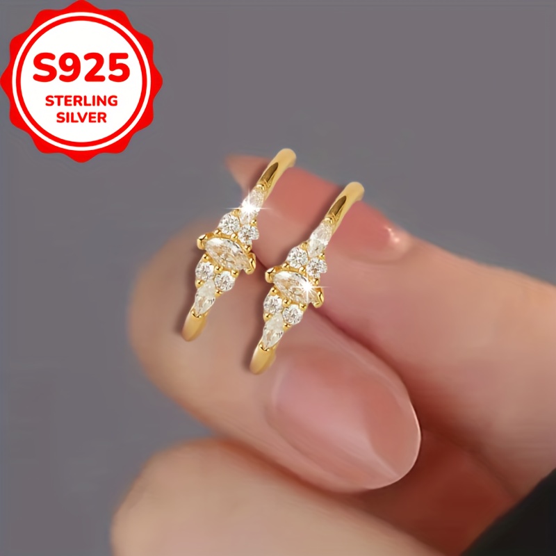 High-End Curved Petal Stud Earrings, S925 Sterling Silver