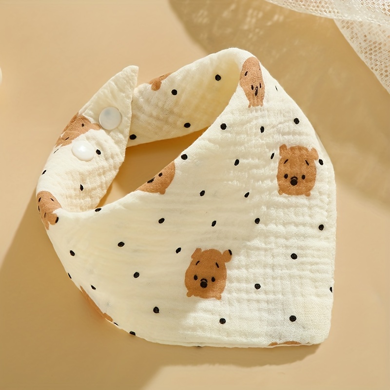 6 pack cotton muslin baby bibs with snap closure soft absorbent saliva cloths non waterproof woven fabric wheat   for home and travel use details 5