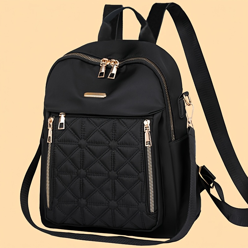 

1pc Fashionable Nylon Backpack, Laptop Bag With Zipper Closure, Non-waterproof Travel Shoulder Bag With Random Strap Hook Style, Travel Backpack