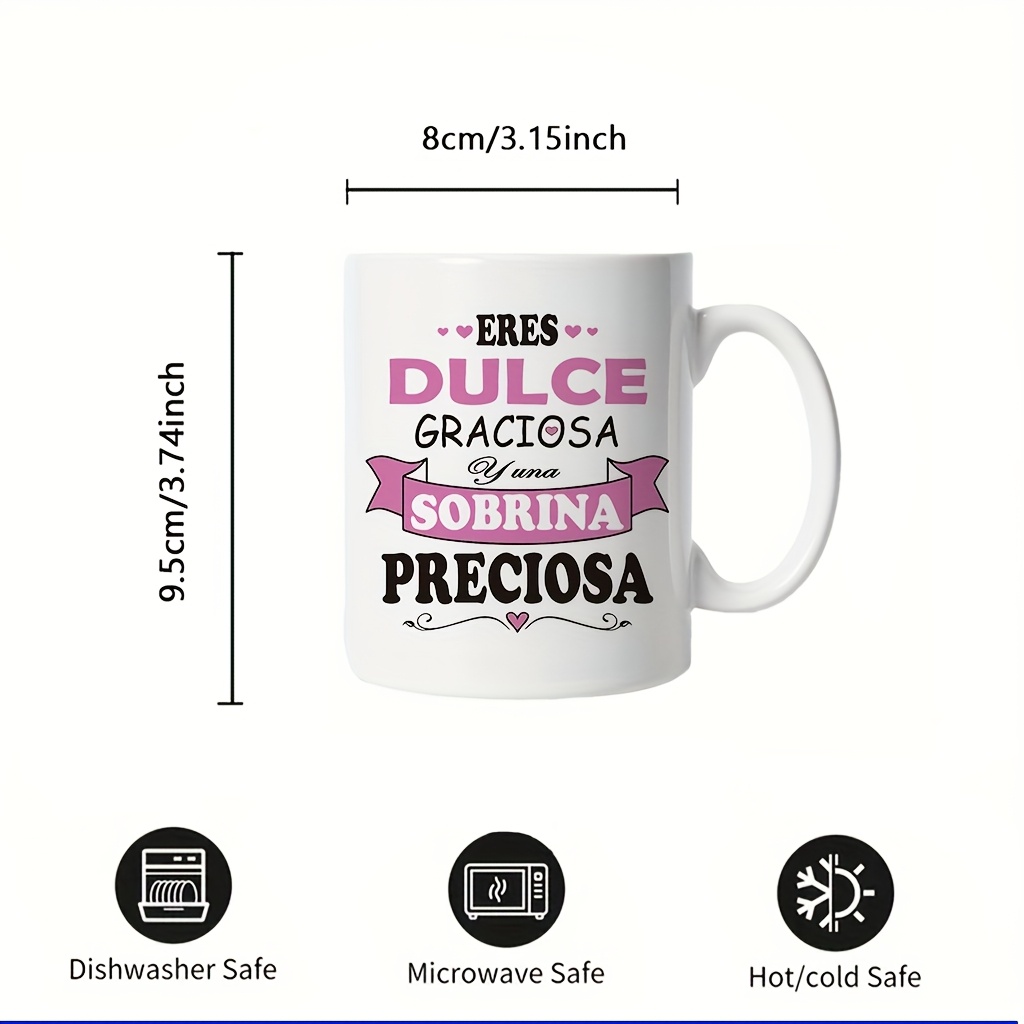 TEMU 1 , Taza de Cerámica Premium 11 oz con Diseño Divertido y Estampado en Español "Spanish Praise", para Todas , Lavable a Máquina, Ideal para Todo