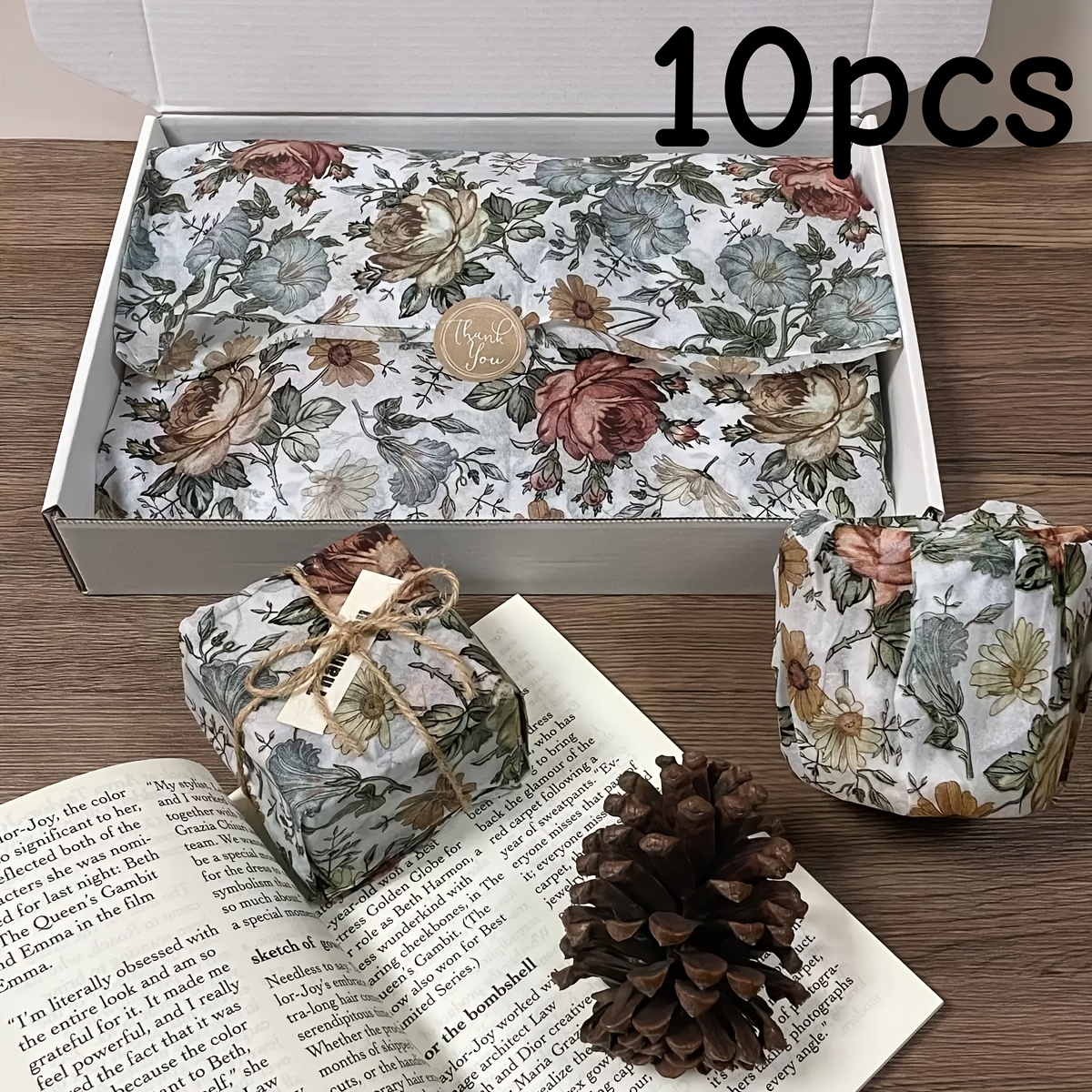 TEMU 10 Stück Vintage-Getrocknete---Papier im Used-Look, 14*20 Zoll, Geschenkpapier, Kunstdruckpapier, geeignet für Party-, Geburtstags-,