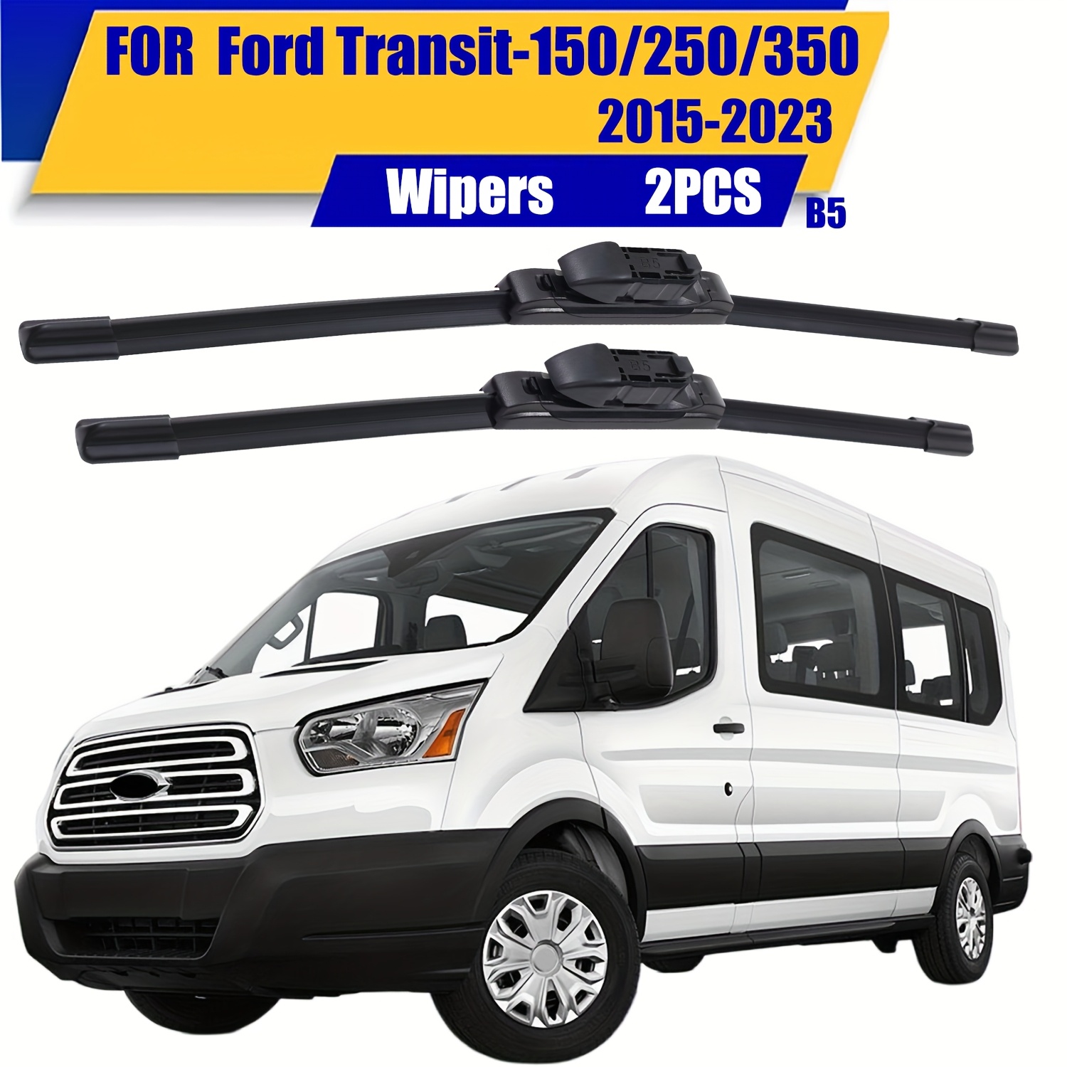 Image of 28"21"windshield Wiper Blades Replacement For Ford Transit-150 Transit-250 Transit-350 Form 2015 To 2023 Premium All Weather Front Wipers Set - (pack Of 2)