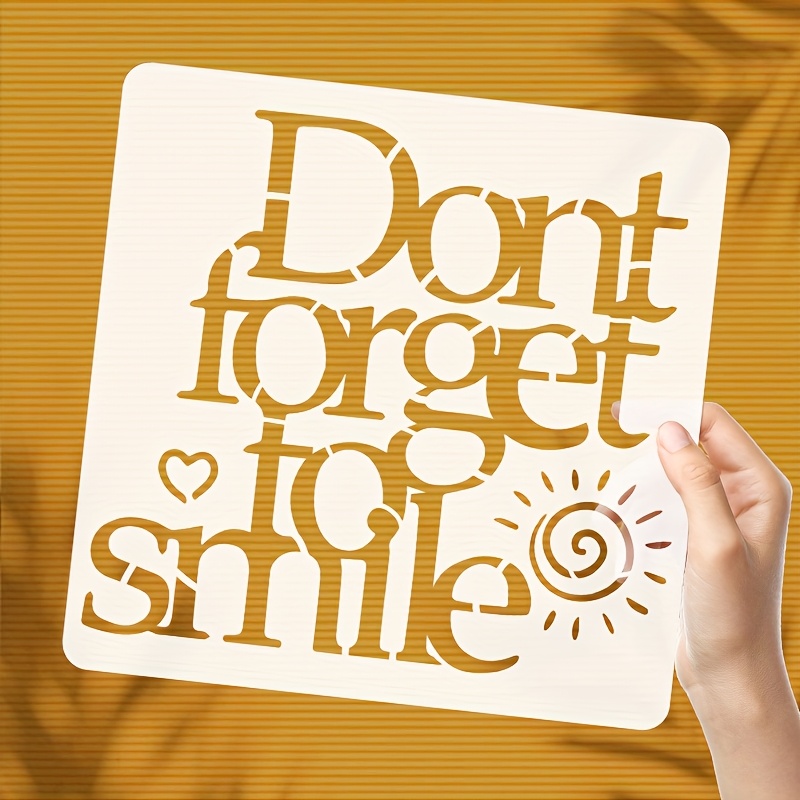 1pc " To Smile" Text Themed Template, Inspirational Motivational Word Rubbing Plate, Positive Word Template, Reusable Plastic Stencil, Suitable For Painting Diy Wall T-shirt Photo Frame Decoration