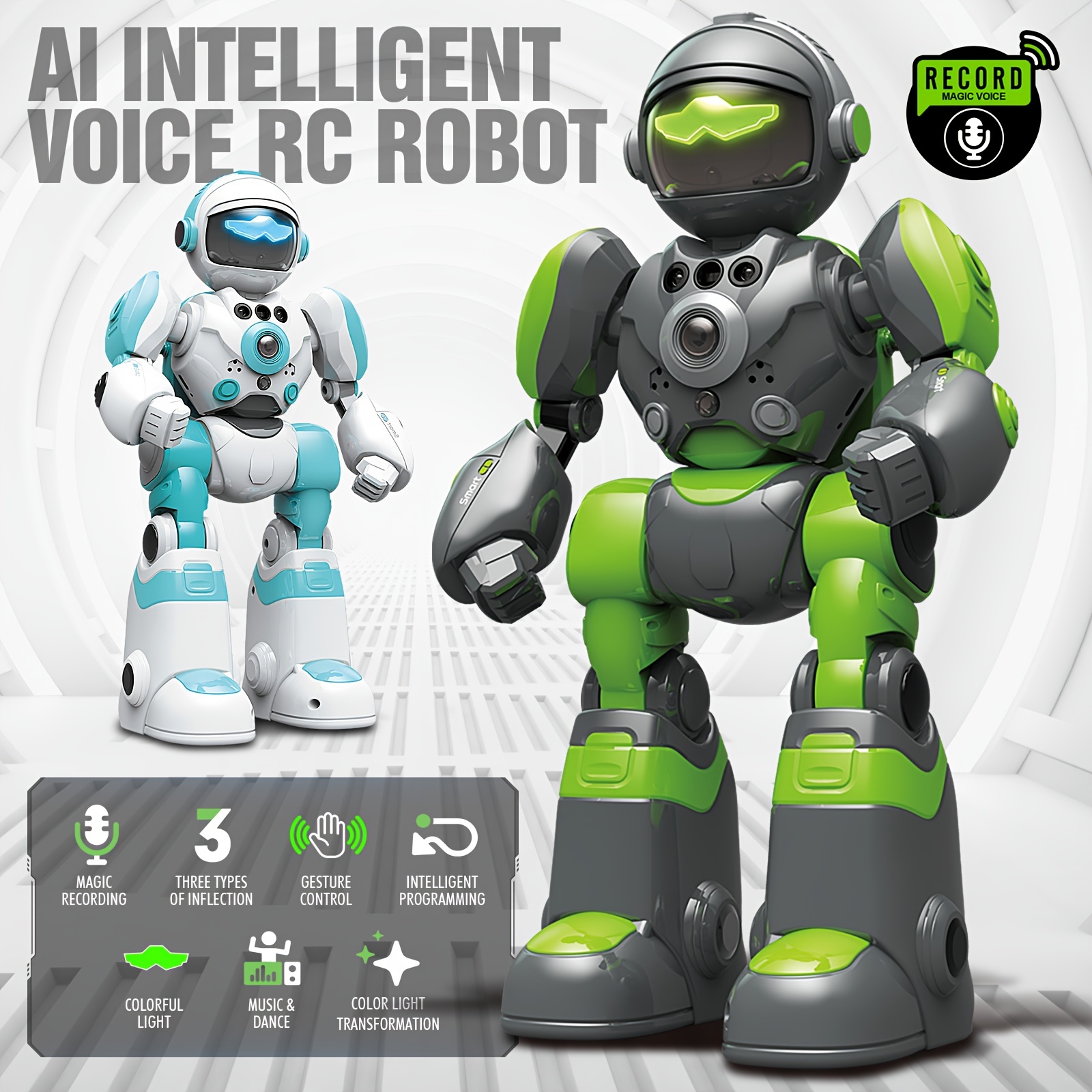 2 PCS AI Voice Control Robot Remote Control Robo Toys RC Robots With Gesture Control, LED And Voice Interactive Intelligent Warriors As Gift For Kids