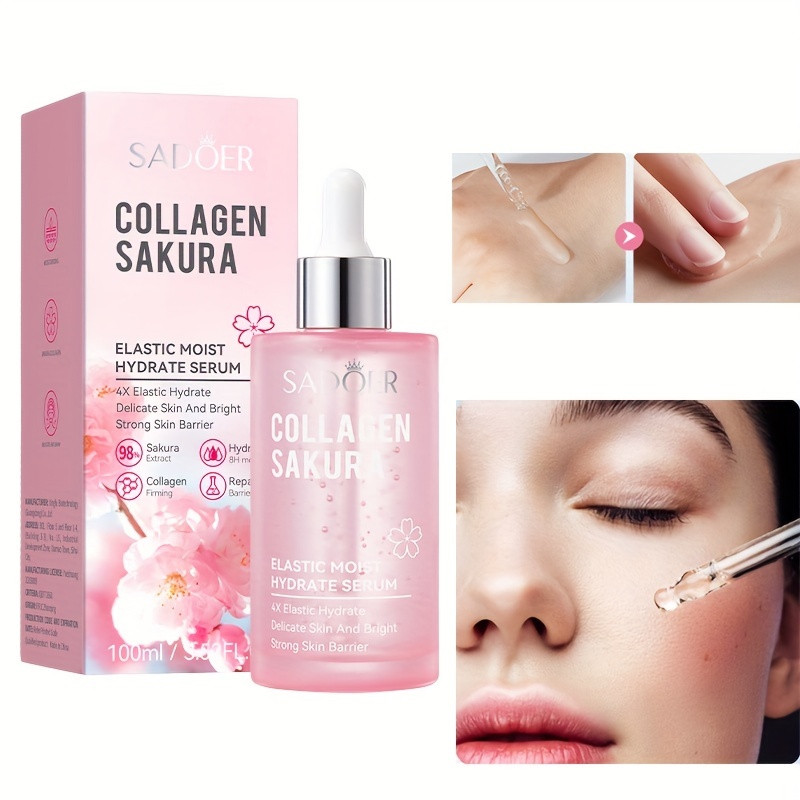 

Collagen Sakura Serum, 100ml, Elastic Moist Hydrate Serum, Skin Dryness Improvement, Strengthens & Smoothens Skin, Delicate And Bright Complexion Enhancer
