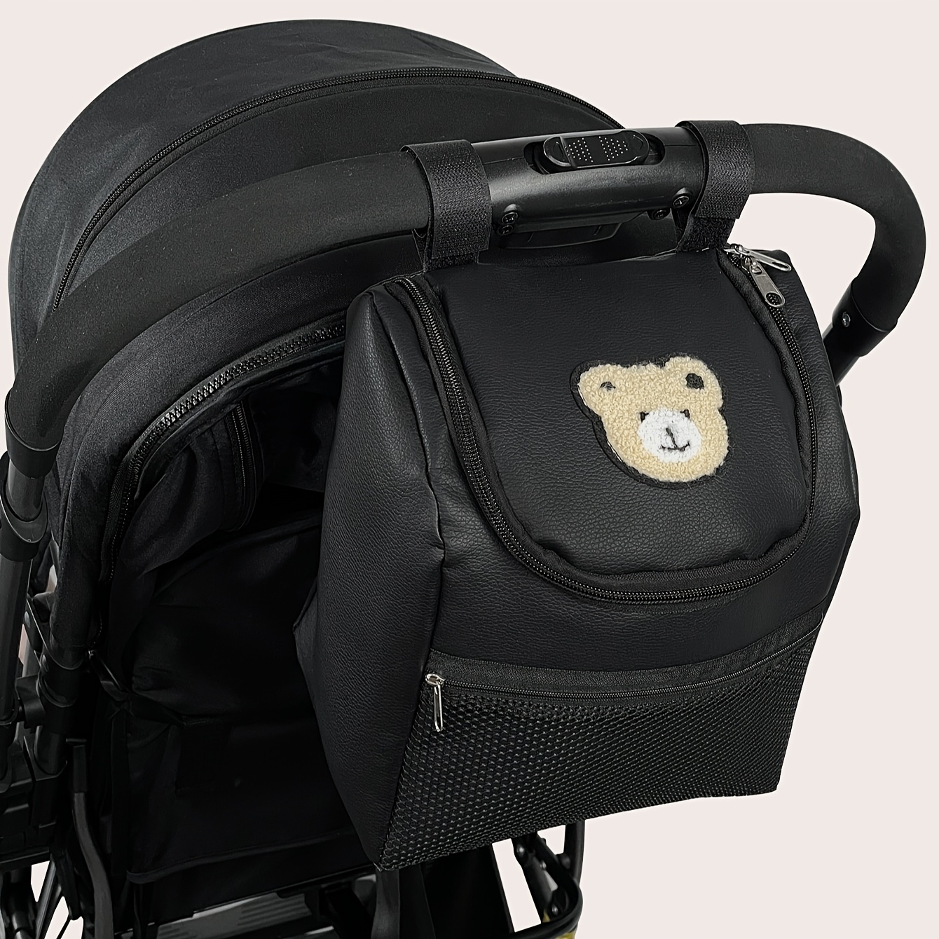 Image of 1pc Large Capacity Teddy Bear Stroller Diaper Storage Bag Outdoor Handbag Bottle Storage Pouch Multi-functional Portable Organizer