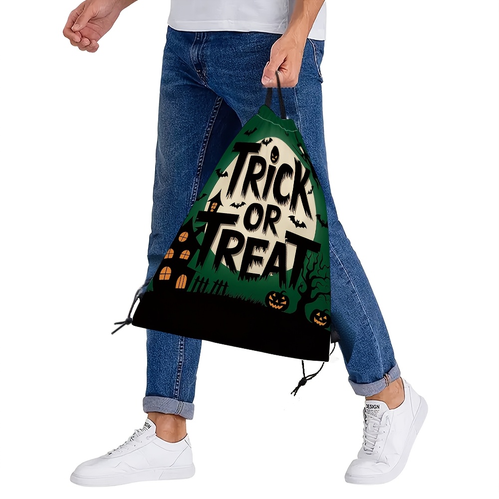 【1個】ハッピー ハロウィン！テーマ、ポリエステル素材 ダブルショルダー ドロー  フィットネスバッグ、アウトドア  、精巧なパターン、ドロー 開閉、通勤・通学、旅行、アウトドア ビティに最適、お手入れ簡単、 デー
