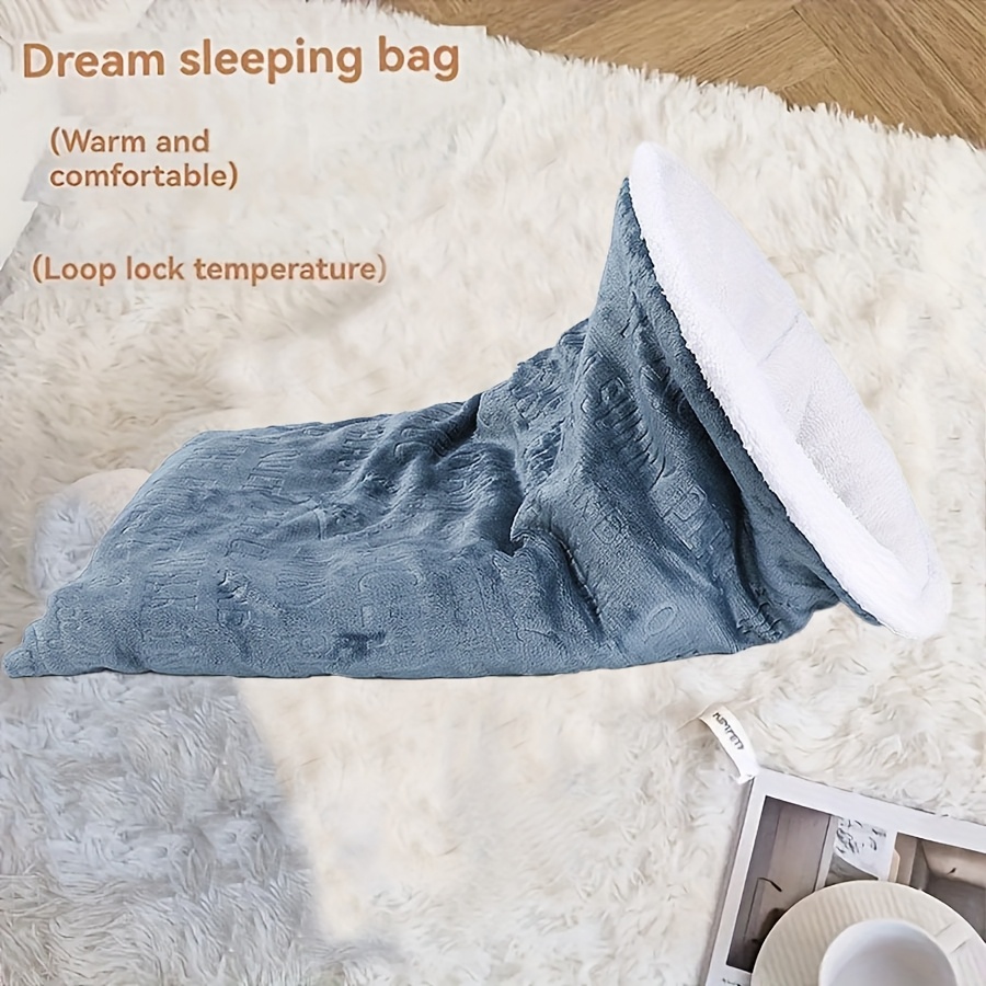 cat cave bed for indoor cats warm covered cat bed for sleeping relax play cozy fluffy flannel washable cat bed for cold weather suitable for small cats warm cat bed christmas gift christmas blue cat sleeping bag Product details 9