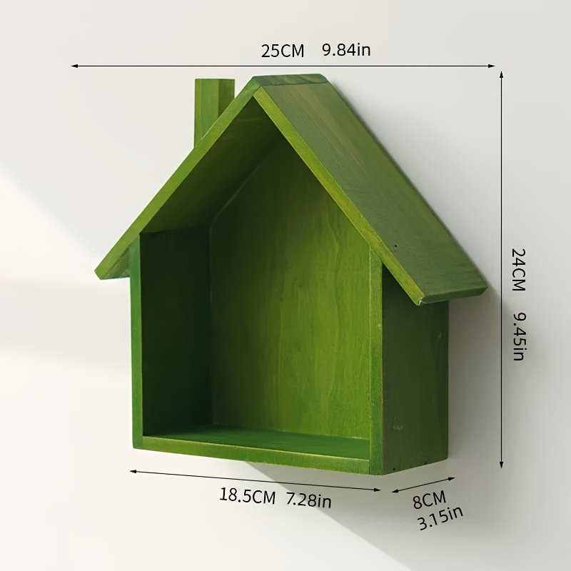 Image of Cute Wall-mounted Wooden Small House Retro Nostalgic Home Wall Entrance Decorations Wall-mounted Wooden Decorations Easy Shelf