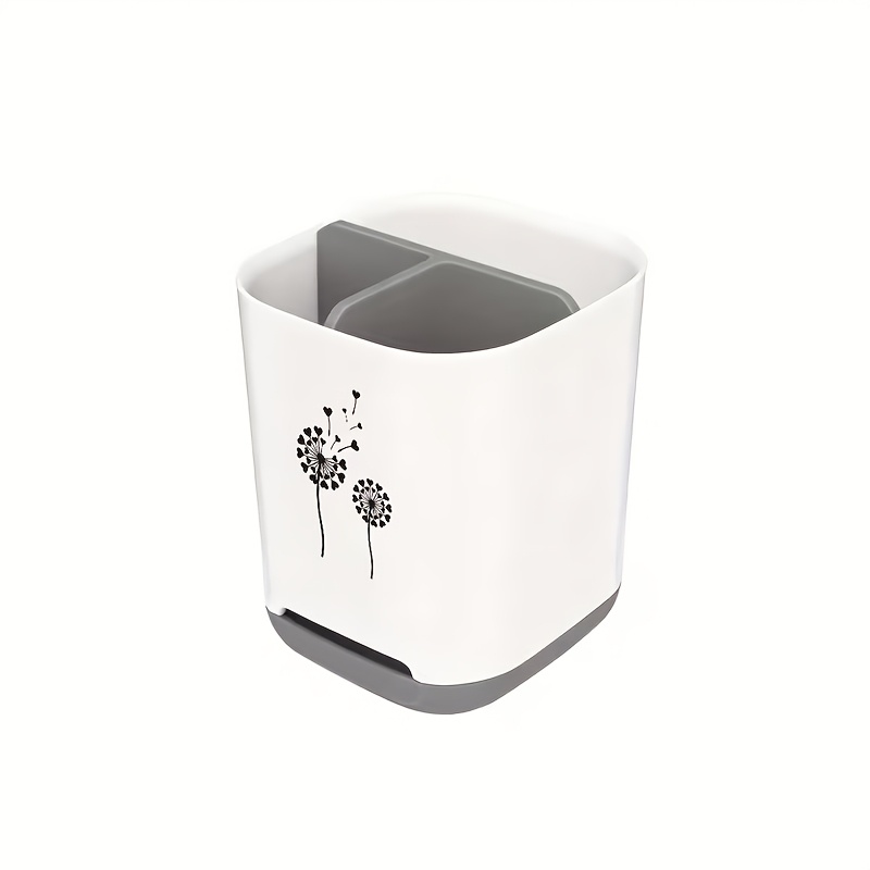 TEMU Porte-brosse à dents avec séparateur et base antidérapante, motif cœur de - Boîte de rangement de drainage en plastique durable, convient aux