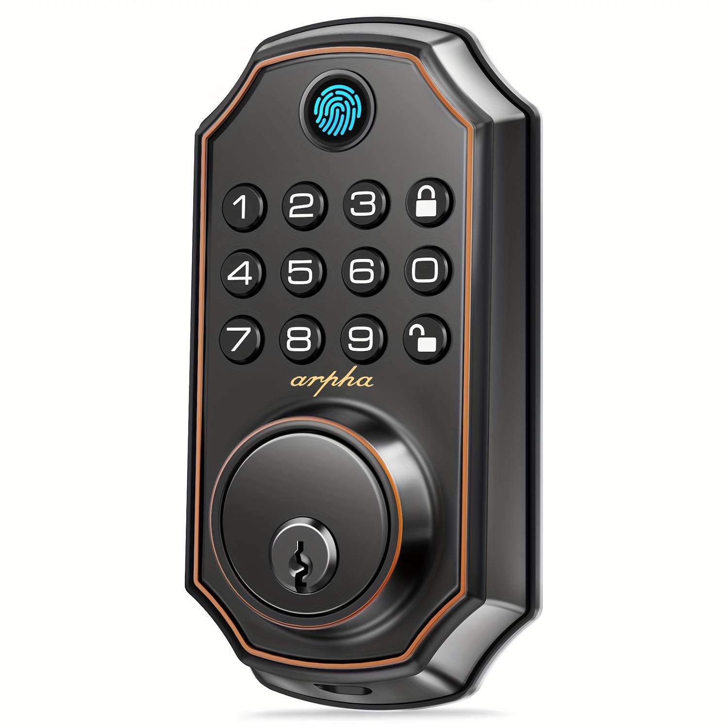 

Arpha Smart Door Lock, With Keyboard, App Control, Customizable 50 Codes And , With Key, Includes , Password, , Alarm, Arpha