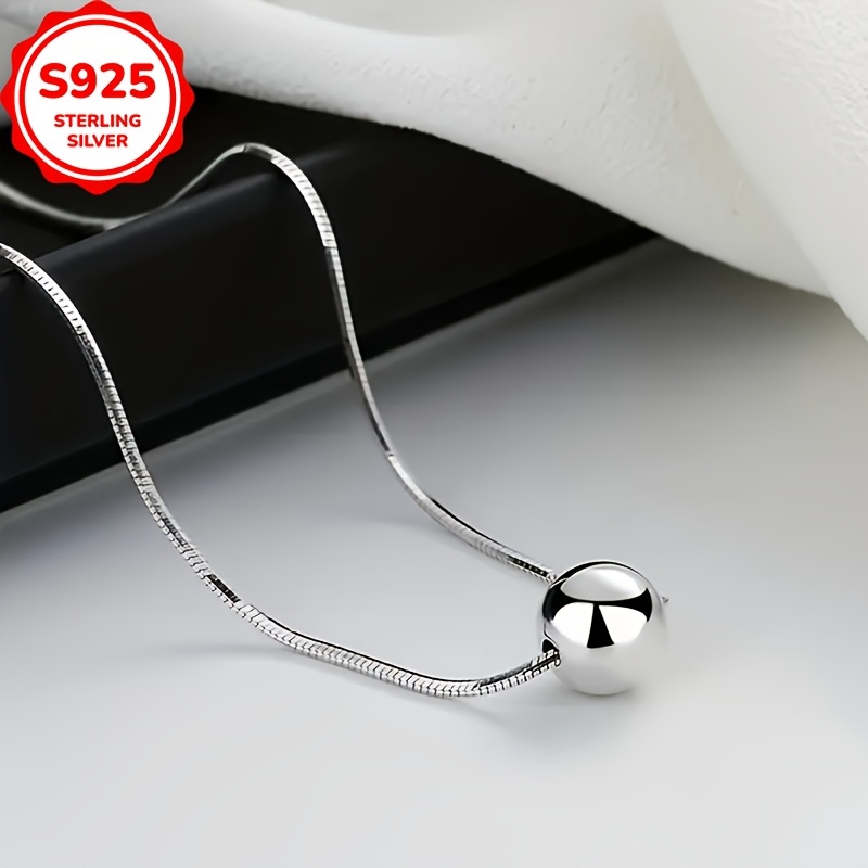 

Simple 925 Sterling Silver Snake Bone Chain Small Round Ball Necklacefemale Anniversary Gift For Wife 4.3g