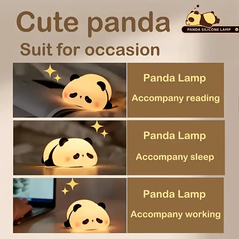 cute panda led night light adjustable brightness bedside lamp childrens use and parent child sleeping companion with usb rechargeability Product details 7