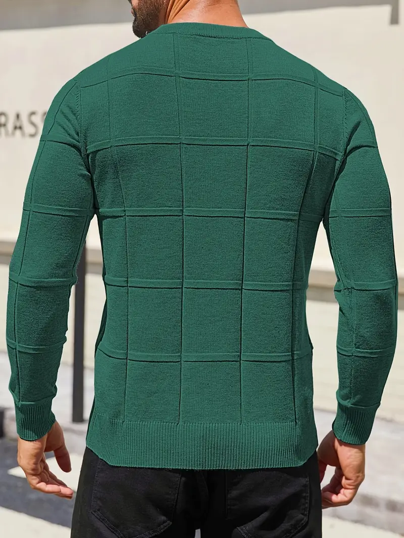 mens heavyweight 100 polyester sweater solid grey round neck long sleeve pullover with h shape silhouette ribbed neckline machine washable casual formal wear durable everyday layering essential Product details 32