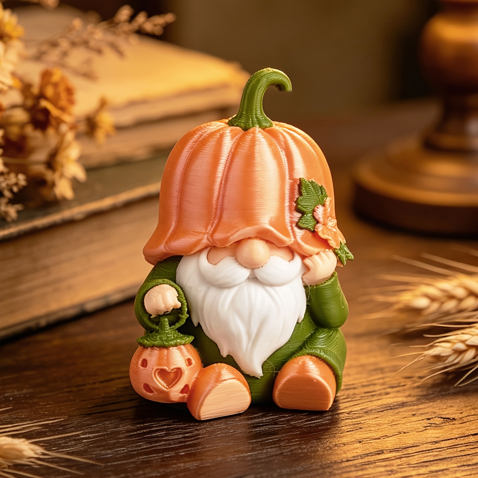 TEMU Autumn Pumpkin Gnome Courtyard Ornament, Adorable Pumpkin Hat Gnome Garden Statue, Suitable For Thanksgiving, Christmas, And Halloween
