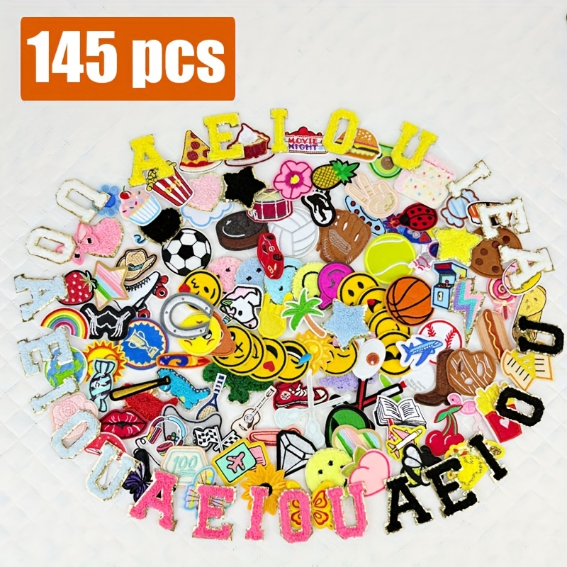 TEMU Massive Of Embroidery Patches In Various Combinations, Self-adhesive And Portable. Available In 4 Styles: 75pcs, 95pcs, 115pcs, And 145pcs.