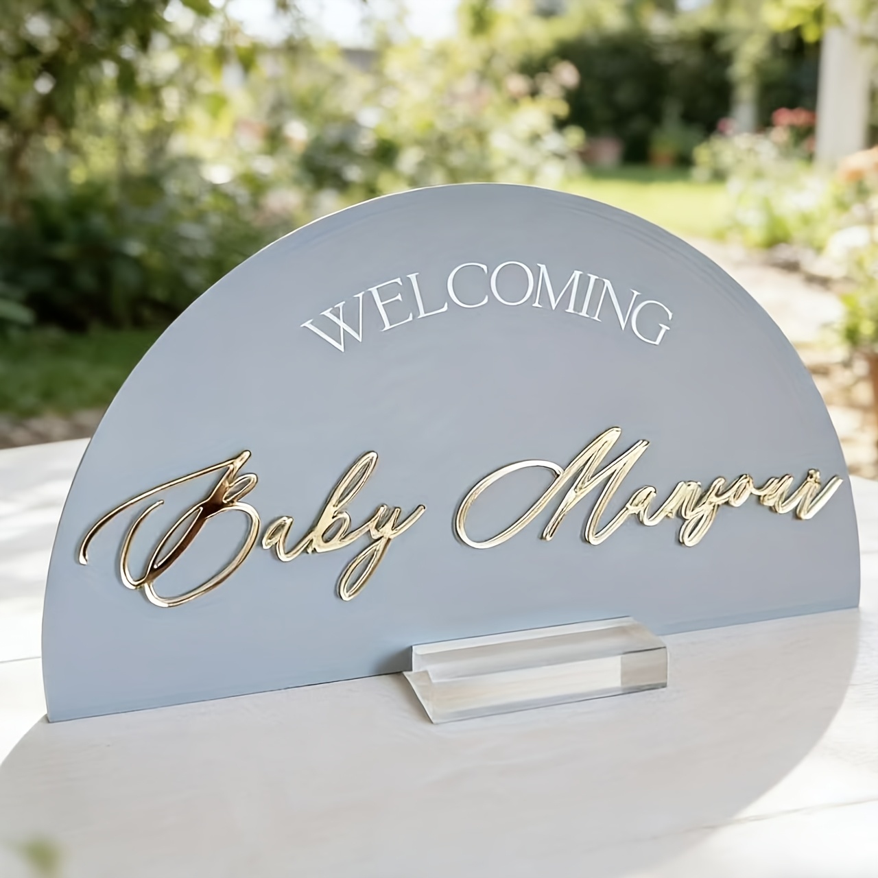 TEMU 2d Flat - [2d Flat] 1pc 2d Flat Custom Acrylic Arched Welcome Party Table Centerpiece Sign, Laser Cut Wedding Party Decor Sign, Blue Or