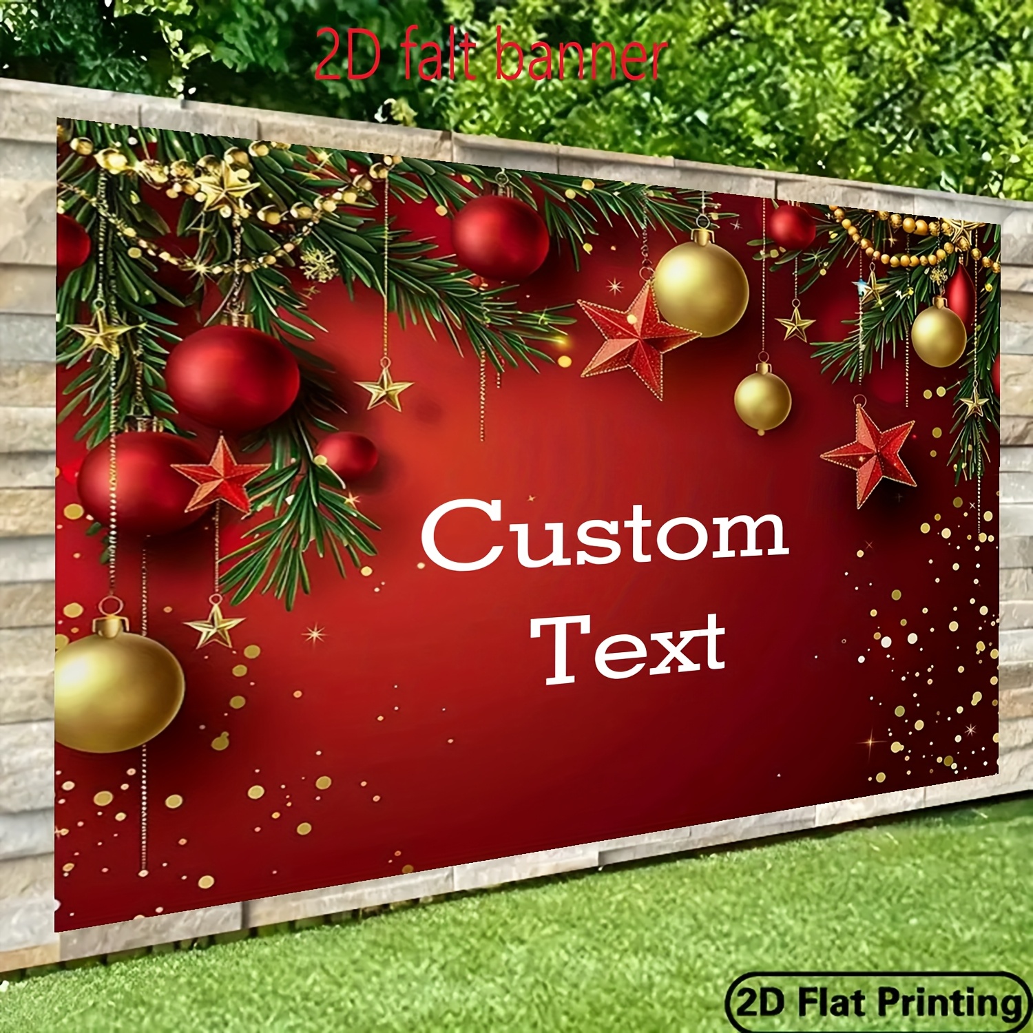 TEMU 2d Flat, 2d Flat Backdrop, 1pc Custom Christmas Vinyl Photo Background, Decor New Year Party Banner For Studio, Home Decor Wall Hanging Sign,