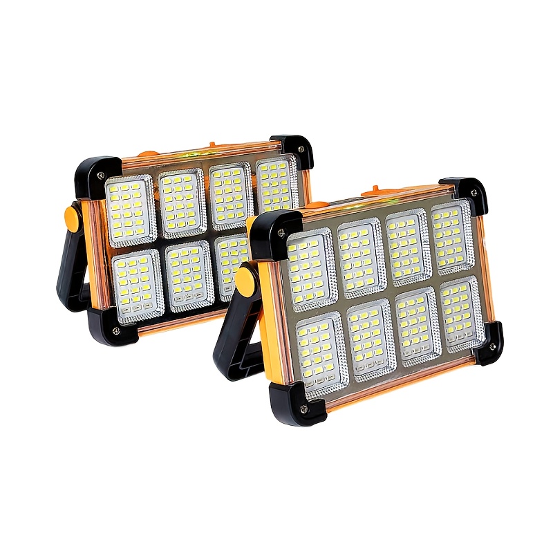 TEMU 2pcs Solar Camping Lights, Led Portable Work Lighting With 4-level Adjustment, Multi-functional Rechargeable, Suitable For Outdoor, Camping,