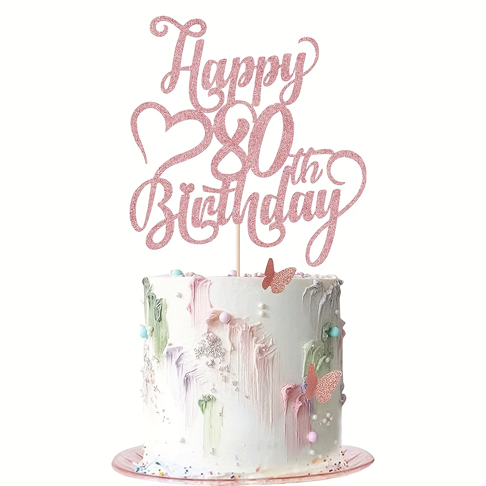 Glitter Happy 80th Birthday Cake Topper - 80 Anniversary/birthday - Hello 80, Cheers To 80 Years, 80 & Topper Party Decoration,school,halloween,christmas
