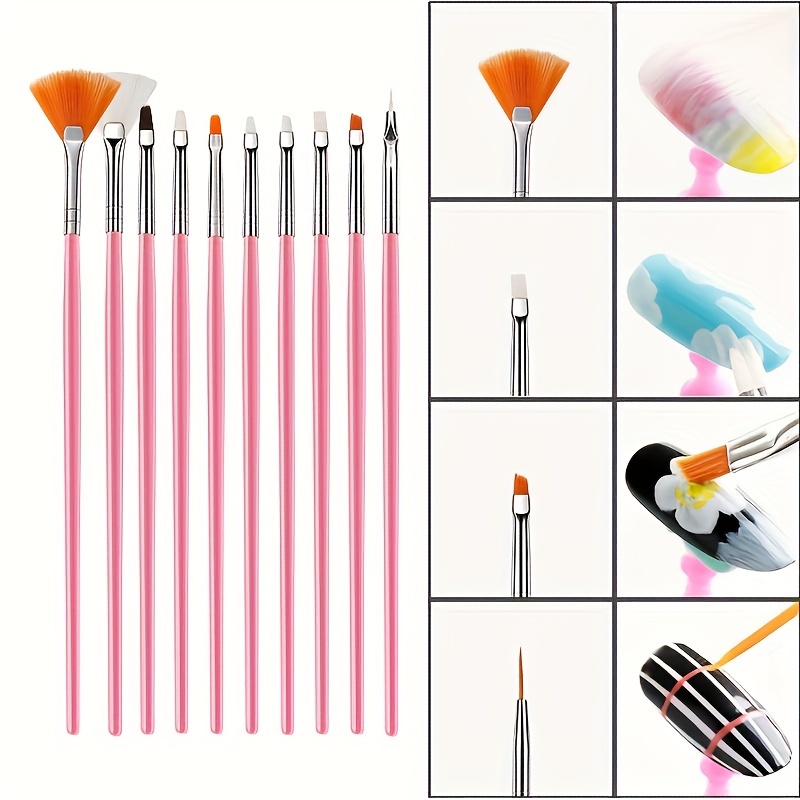 

15pcs Nail Art Brush Set - Professional Acrylic & Uv Gel Painting Tools With Pink Handles, Odorless - Ideal For Diy Manicure Designs, Nail Art Supplies