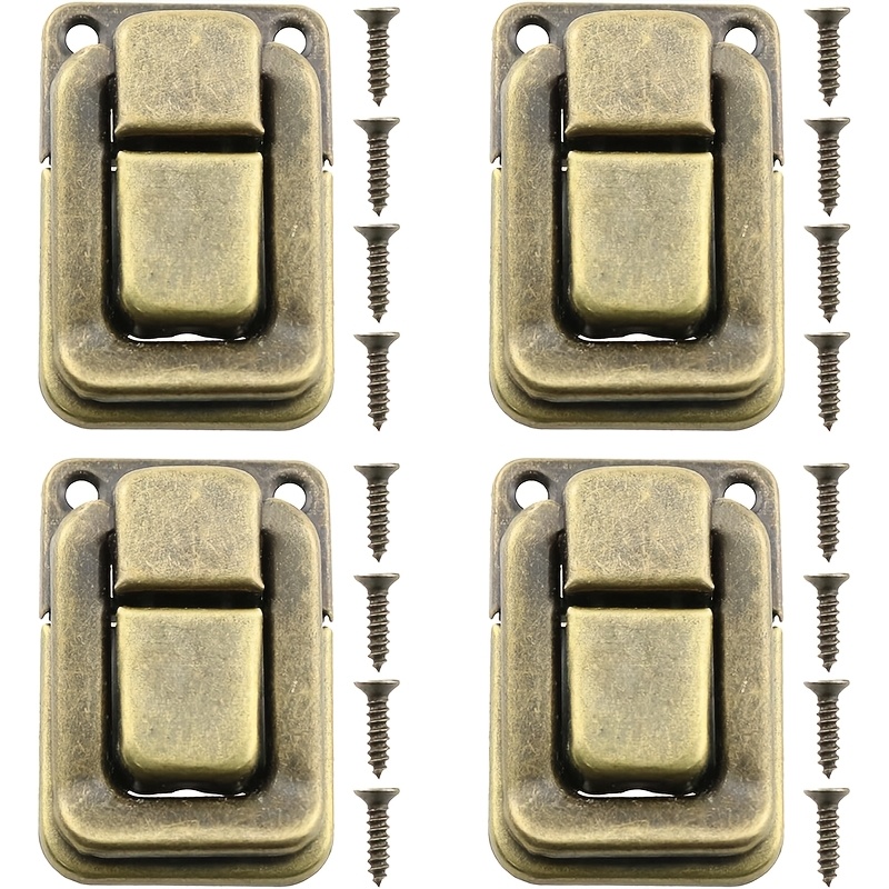 TEMU 4pcs Box Hasps Catches For Jewelry Box Ordinary Box Box Wooden Case Cabinet Toolbox, Silvery Or Bronze 38x25mm (with 16pcs )