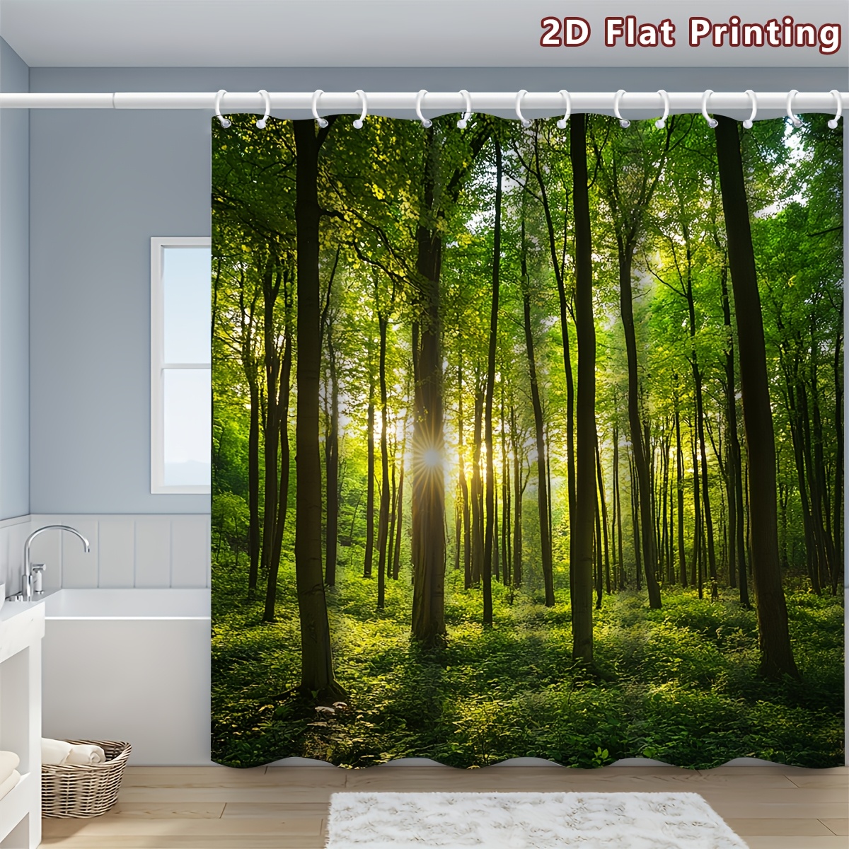 TEMU 2d Flat, 1pc 2d Flat Sunlight Shower Curtain, Bathroom Decor, Options (80x180cm, 120x180cm, 150x180cm, 180x180cm, 180x200cm, 240x200cm) Includes