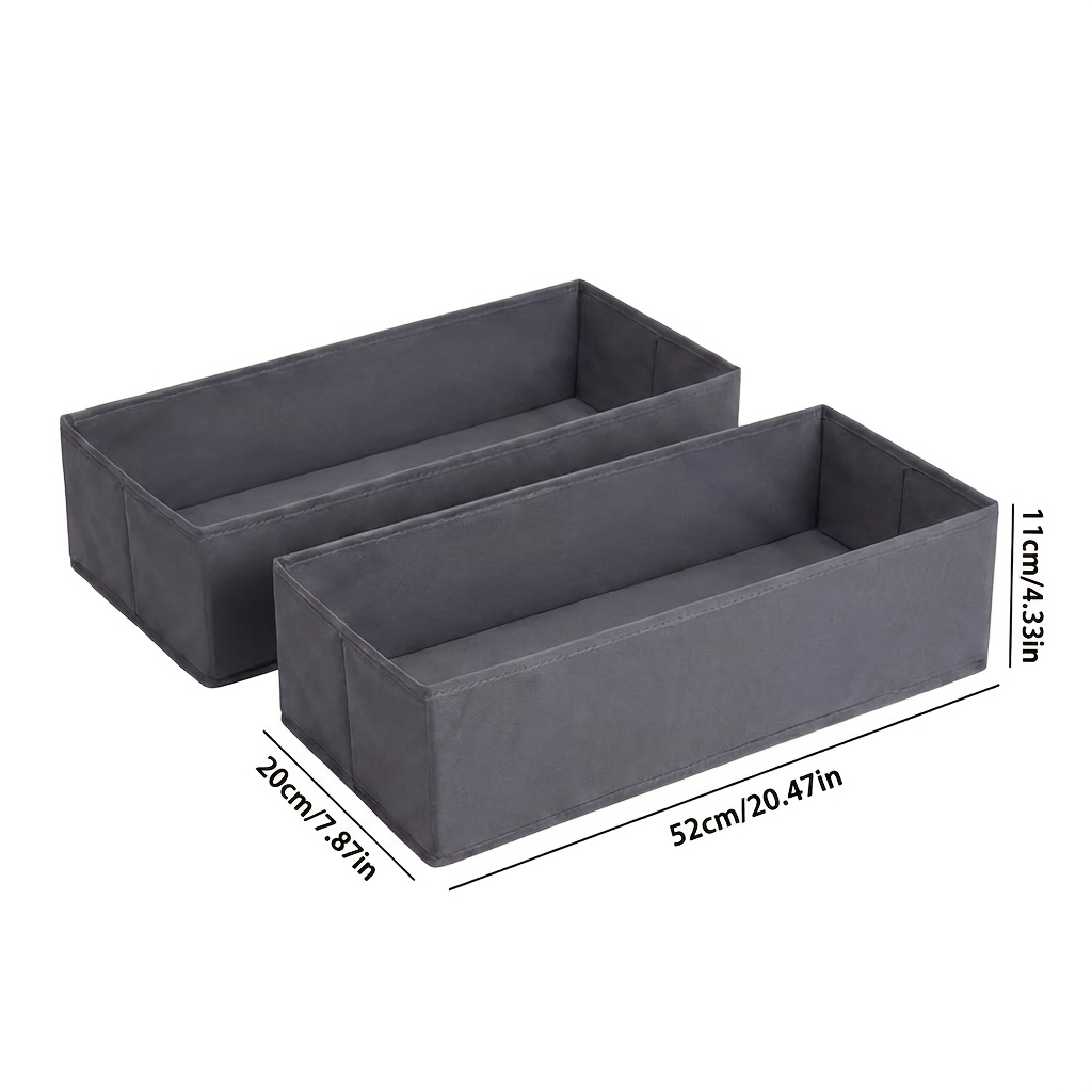 TEMU Grey Non-woven Fabric Storage Box, Sold In 1pc Or 2pcs, Large Capacity, Thickened, Storage Box For Organizing Clothes, Socks, And Underwear, In