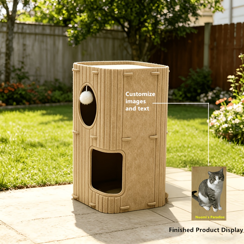 TEMU Cat Tree, 3-tier Tree House With Bed: Providing Cozy Nooks For Cats To Sleep, Play Hide-and-seek, And Scratch