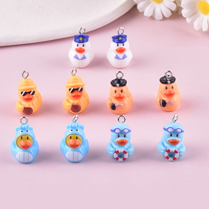 Image of 10pcs Sailor Duck Swimming Duck Doll Dress Up Duck Resin Charms Jewelry Earrings Necklace Jewelry Additions