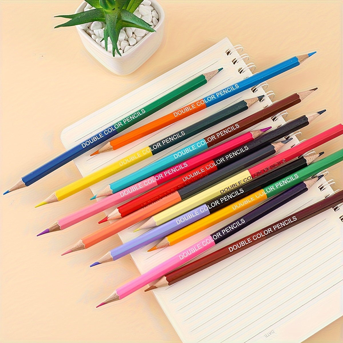 Image of 12pcs/24-color Dual-tip Water-soluble Colored Pencils - 24 Vibrant Colors, Sketching Supplies, Suitable For Schools, Supplies | Supplies | Durable Art Materials, Colored Pencils