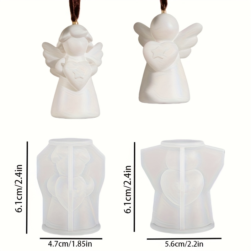 Resin Silicone Mold - 2pcs/set With Heart And Wings Candle Mold, Soap Plaster Casting Mold For Home Decor