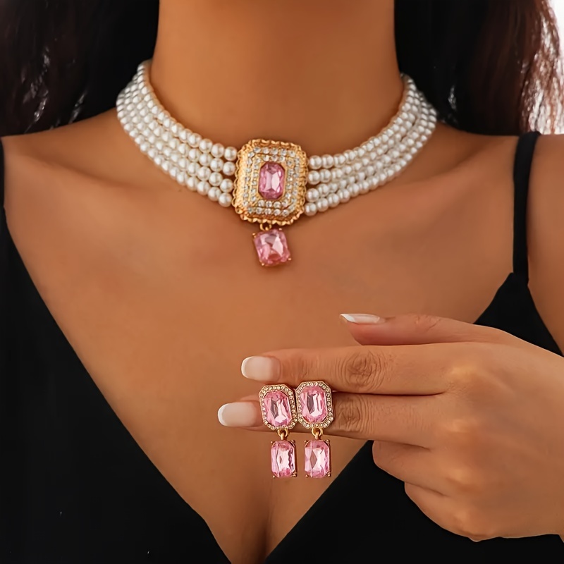 

3 Necklace And Earring Set Decorative Jewelry