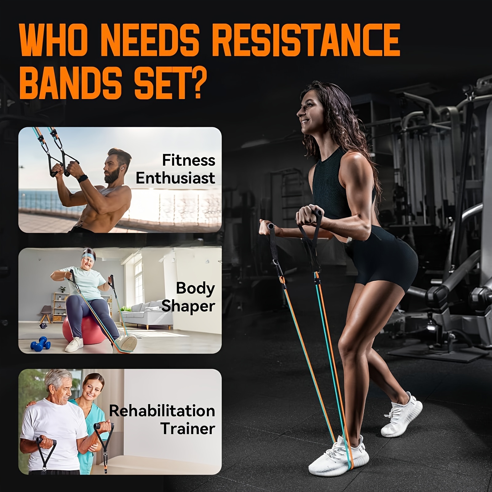 13pcs Resistance Bands Set Workout Fintess Exercise Tube Bands Jump Rope Door Anchor Ankle Straps Cushioned Handles 8 Shaped Band Carry Bags Home Gym Trave