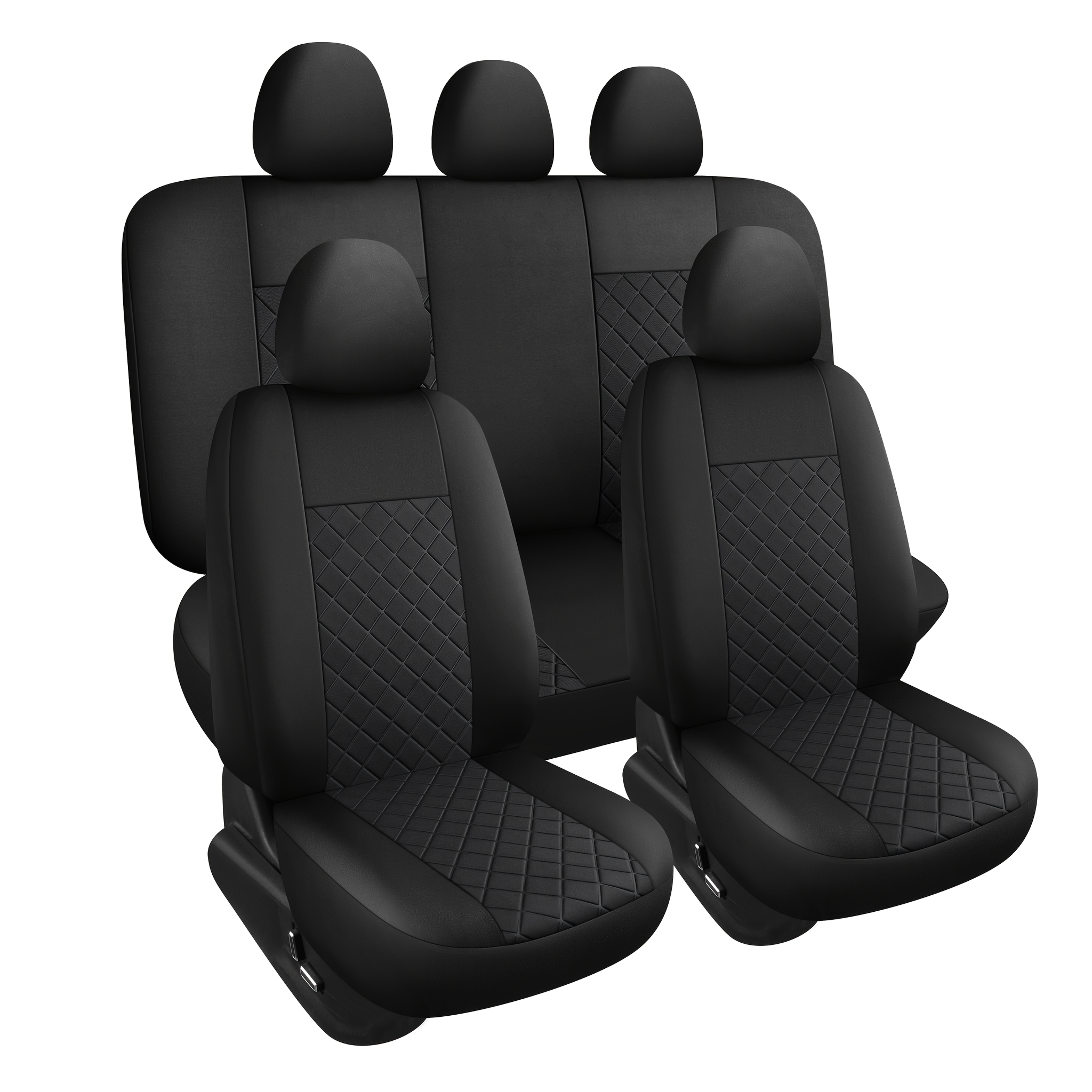 TEMU Rhombus-patterned 5-seater Car Seat Covers, Thickened & Wear-resistant, Breathable Fabric, -seater Vehicles