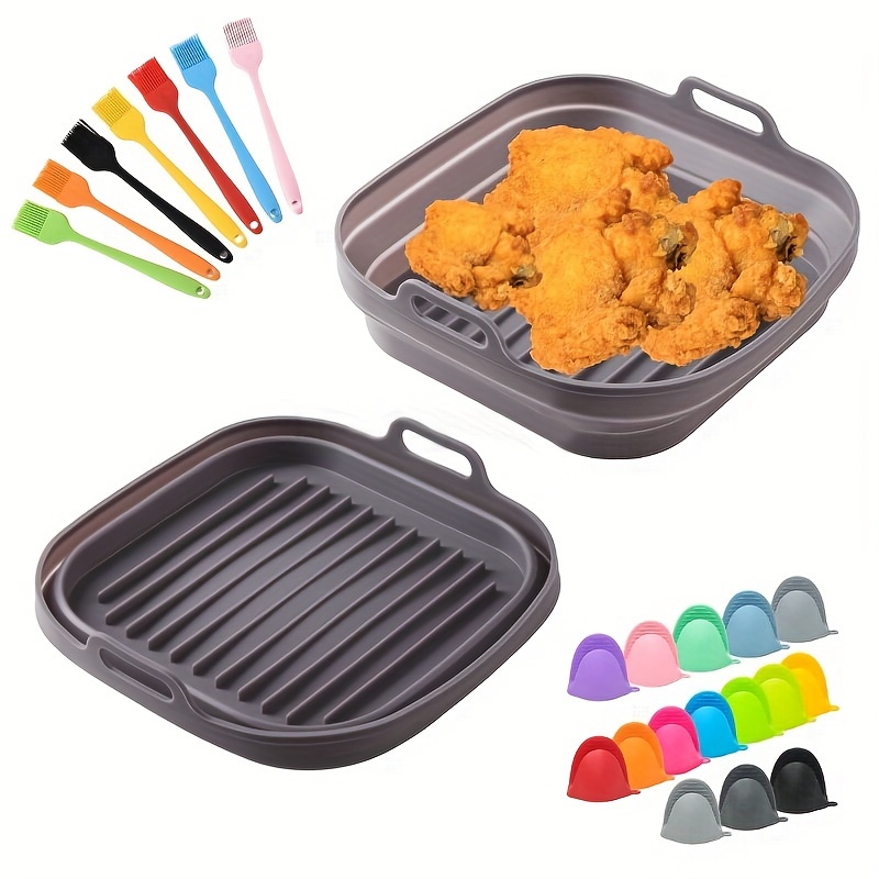  Forros cuadrados de silicona para freidora de aire, 2 unidades  reutilizables para freidora de aire para freidoras de aire seguras para  alimentos, accesorios para horno (8.5 pulgadas) : Hogar y Cocina