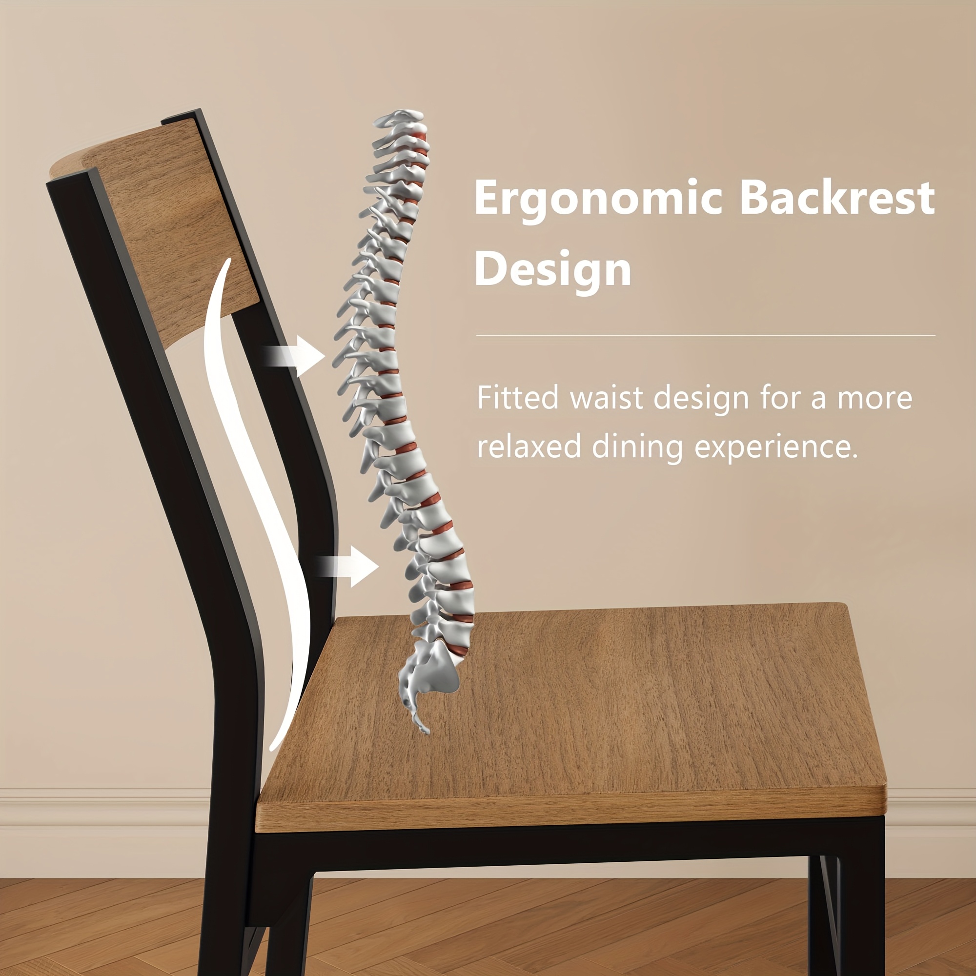 6pcs Modern Dining Chairs Modern Mid-Century Style Dining Room Decorative Chairs, Comfortable Side Seats Without Armrests, MDF Wood Planks with Metal Legs Design, Suitable for Home Kitchen, Bedroom, Living Room, Guest Dining Room